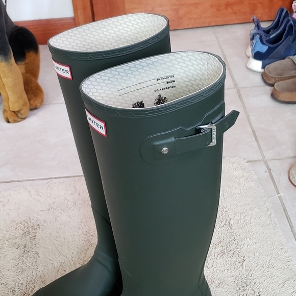 Hunter Green Tall Rain Boot with Side Buckle - Picture 2 of 3